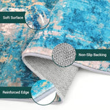 KOZYFLY Modern Runner Rug 2x6 Washable Turquoise/Beige/Grey/Yellow
