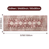 2x5 Runner Rug Washable Non Slip Small Throw Mat for Hallway, Burgundy