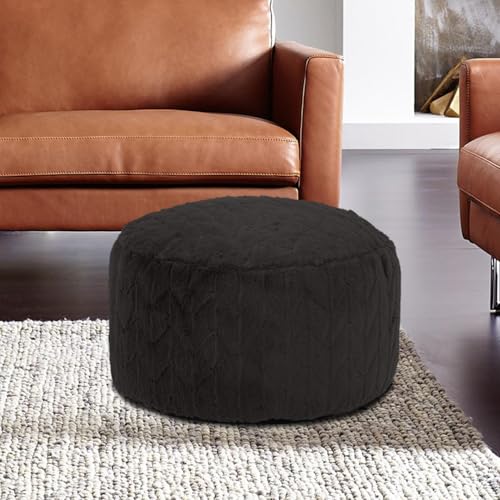 Howard Elliott Collection Tall Pouf Angora Ebony