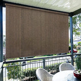 Amagenix Outdoor Roller Shades, 220GSM HDPE Exterior Cordless Patio Shades Roll Up Outdoor Blinds for Porch Gazebo 10'(W) x 8'(H), Spliced Poles Design, Mocha