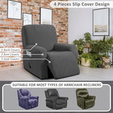 ULTICOR 4-Piece, 1 Seat Recliner Cover, Jacquared Stretch Reclining Chair Covers for 1 Cushion Reclining Sofa, Single Seat Recliner Couch Cover, Soft, Machine Washable (Style 4) (Dark Grey)