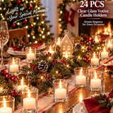 Letine 24-Pack Votive Candle Holders, Clear Glass Tea Light Holders Bulk