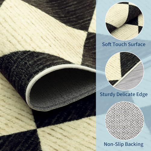 GarveeHome Checkered Rug Runners 2x6 Non Slip Kitchen Runner for Hallway