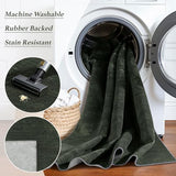 4x6 Washable Area Rug, Dark Green Solid Area Rugs for Living Room & Bedroom