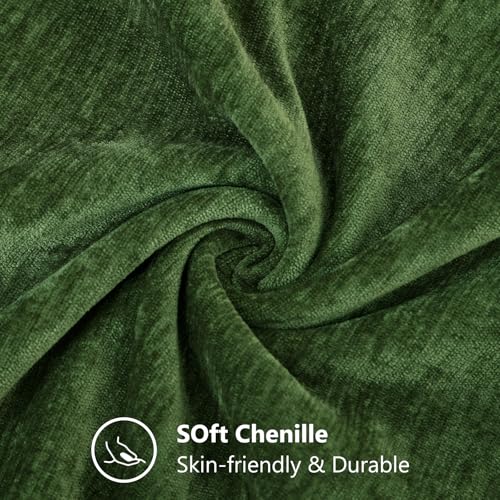 decorUhome Chenille Moss Green Throw Pillow Covers 18x18 Inch Set of 2, Decorative Soft Couch Pillow Covers Solid Dyed Accent Farmhouse Neutral Square Pillow Cases for Sofa
