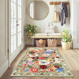 Green Floral Area Rug 3x5 for Bedroom Entryway