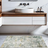 2x4 Rug for Entryway Washable: Abstract Modern Runner for Kitchen Green