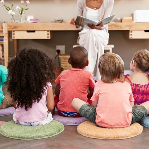 JarThenaAMCS 6Pcs Pastel Student Carpet Seats 16" Round Floor Seats Soft Circle Floor Rug Mats for Back to School Classroom Group Activity Learning Play Areas Supplies