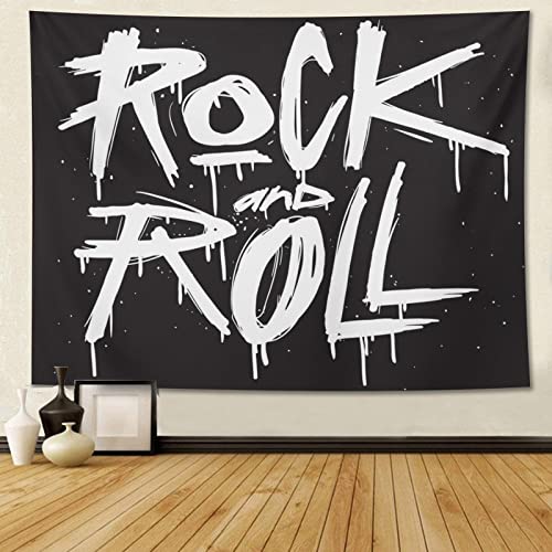 feelacle Rock And Roll Tapestry 60" X 40" Rock`N`Roll Wall Hanging Party Decorations Home Decor For Bedroom Living Room Dorm (150 X 100cm)