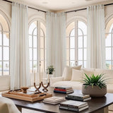 NICETOWN Natural Linen Curtains 96 inch Long 2 Panels Set, Thick Organic Flax Linen Blend Privacy Window Drapes Rod Pocket & Back Tab with Light Filtering for Bedroom/Living Room, W55 x L96