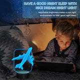 FULLOSUN Aircraft Airplane 3D Night Light Bedside Lamp 16 Colors Changing with Remote Control Xmas Halloween Birthday Gift for Boy