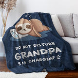 Funny Gifts for Grandpa, Grandpa is Charging Sloth Blanket, Birthday Gifts for Grandpas from Grandkids,Grandpas Gitts for Fathers Day, Soft Sloth Blanket for Grandfather 60" x 50"