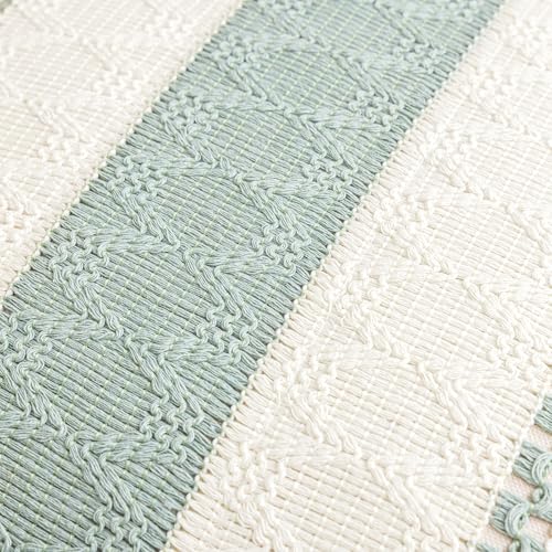 Laolitou Set of 2 Boho Throw Lumbar Pillow Covers 20×12, Rustic Farmhouse Cotton Linen Soft Sage Green Decorative Pillow Cover for Living Room Sofa Bedroom Couch Cushions Home Decor