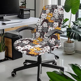 Cartton Cat Office Chair Cover Stretch Slipcover for Desk Chair Easy to Remove and Wash Furniture Protector Dust Cover for Universal Rotating Boss Computer Armrest Chairs