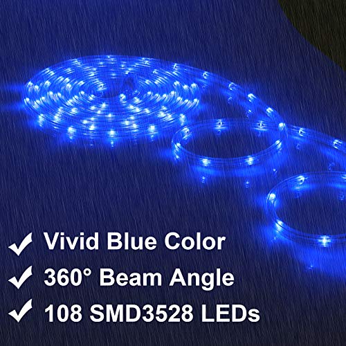 Rope Lights, 16Ft Waterproof Connectable Strip Lighting Blue, Indoor Outdoor Mood Lighting for Home Christmas Holiday Garden Patio Party Decoration