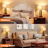 Seealle Bedroom Lamps for Night Stands - Touch Control, 3 Way Dimmable, USB C+A Charging, LED Bulbs, Easy Assembly