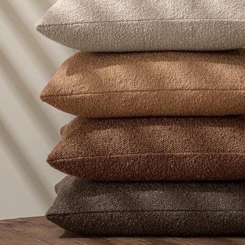 MIULEE Textured Boucle Lumbar Pillow Cover for Bed 12x20 Brown