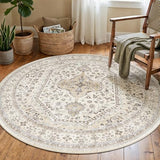 5Ft Round Rug Washable: Non-Slip Living Room Circle Throw Rugs