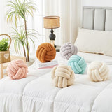 LUSJNGE Decorative Throw Knot Pillow Ball for Home Chair Sofa Couch Bed Aesthetic Round Decor Pillows Lambswool Knotted Pillow Cushion (Beige, 13 inches)