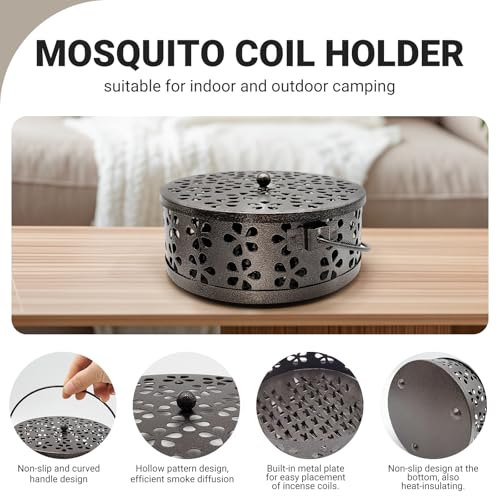 Mosquito Coil Holder, Portable Mosquito Coil Burner, Suitable for Indoor and Outdoor Camping (Bronze)
