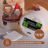 Christmas Glass Flameless Pillar Candles with Remote Set of 3