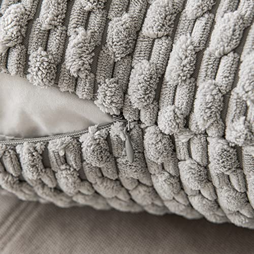 MIULEE Lumbar Decorative Throw Pillow Covers 12x20 Light Grey Corduroy