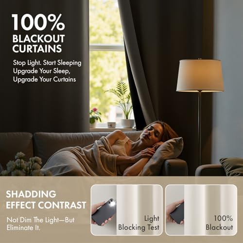 MIULEE Cream 100% Blackout Curtains for Bedroom 63 Inch Long, 2 Thick Layers Thermal Insulated Black Out Window Curtains with Black Liner, Noise Reducing Grommet Living Room Drapes 2 Panels Set Ivory