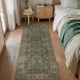 GENIMO 2x7 Non Slip Runner Rug, Washable Lightweight Hallway Dark Green