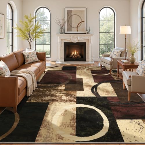 9x12 Washable Modern Abstract Area Rug Non-Slip Living Room Rug
