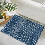 Lahome Moroccan Indoor Rugs for Entryway 2x3 Area Rug Non-Slip Backing Washable Inside Door Mats Low-Profile Throw Soft Rugs for Bathroom, Geometric Print Distressed Blue Rug for Kitchen Bedside Hana