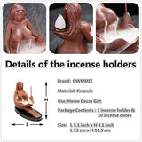 Red Ceramic Maid Backflow Incense Burner, Waterfall Incense Holders Home Decor Ornament