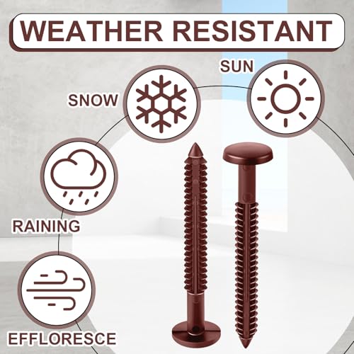 Blulu 60 Pcs 3 Inch Vinyl Shutter Fastener Window Panel Peg Lok Pin Pegs Screws Shutter Spikes Anchor (Burgundy Red)