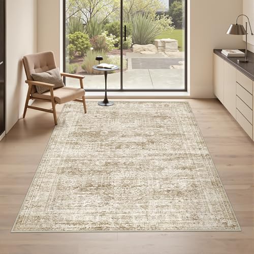 4x6 Area Rug for Entryway,Washable Kitchen Rug,Brown