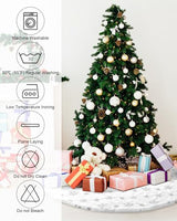 COOLWUFAN 48 Inches Faux Fur Christmas Tree Skirt for Xmas Tree Holiday Party Decorations White Plush Silver Sequin Snowflake (Silver)