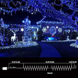 LAMPHOME 32.5FT 100LED Blue Christmas String Lights, 16 Modes Waterproof Fairy Lights Plug in, Twinkle String Lights Indoor Outdoor for Bedroom Wall Halloween Tree Party Home Decoration