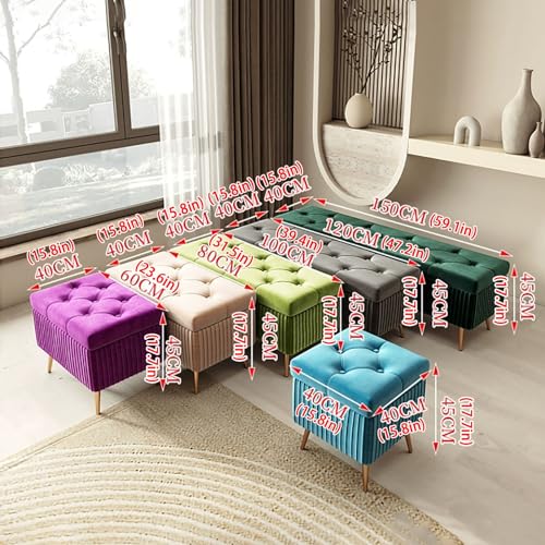 Rectangular Storage Pouf Ottoman Indoor Bedroom Bench Wooden Footstool with Legs Entryway Storage Chest Multi-Functional nizer Stylish Home Décor.