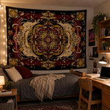 CHDGDHC Red Moth Tapestry, Boho Mandala Wall Decor, 79.92x59.84 in | Boho red moth mandala tapestry for bedroom walls, dorm decor, living rooms, and hippie psychedelic aesthetic spaces.