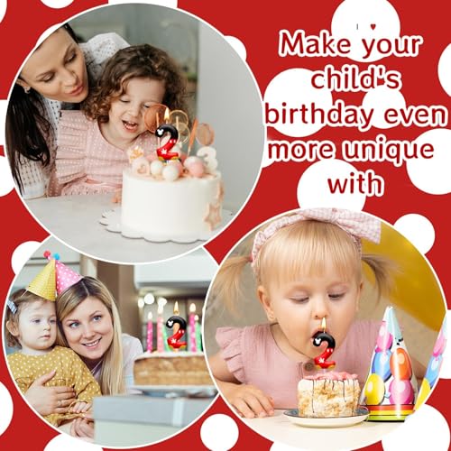 Red Black Digital Birthday Candle Number 2 Red Cartoon Mouse Themed Cake Topper Candle Party Decoration Supplies Birthday Party Cake Decoration (Number 2)