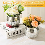 6 Pcs Disco Ball Vase Disco Ball Planter for Centerpieces Disco Ball Decor Flower Vase with Silver Mirror Glass for Wedding, Birthday, Party (3" X 4")