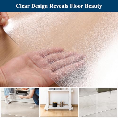 Clear Runner Rug for Hallway, 2'x6' No Slip Waterproof Kitchen Standing Floor Mat for High Traffic, Vinyl Indoor Outdoor Entryway Area Rug for Laundry, Bedroom, Living Room