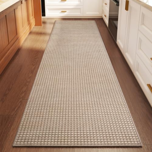 2x6 ft Low Pile Kitchen Runner Mat, Non Slip Washable, Brown