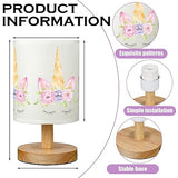 VIHOSE Unicorn Kids Table Lamp for Bedroom Kids Bedside Lamp with Linen Wooden Nightstand Cartoon Nursery Lampshade for Girls Boys Living Room