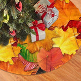 Fall Maple Leaves in Autumn for Thanksgiving Christmas Tree Skirt 36" for Xmas Halloween New Year Holiday Party Home Tree Mat Decor Ornaments Decoration