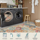 Lahome Moroccan Trellis Washable Rug, 2x3 Kitchen Rugs for Entryway Bathroom, Non-Slip Indoor Door Mat Ultra-Thin, Small Oriental Throw Carpet for Bedroom Entry Elise, Cream/Multi