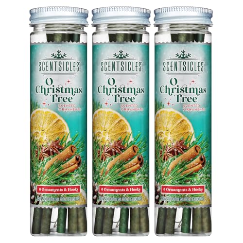 Scentsicles O Christmas Tree Scented Christmas Ornaments with Hooks | 3 Bottles (18 Sticks Total)