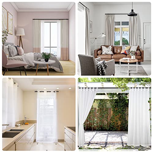 1 Inch Curtain Rods for Windows, 32 to 86 Inch Black Rustic Curtain Rod Set, Modern Design Drapery Tubes with Brackets Room Divider, For Indoor and Outdoor