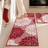 Findosom Christmas Kitchen Rugs Sets of 2, Floral Washable Kitchen Runner