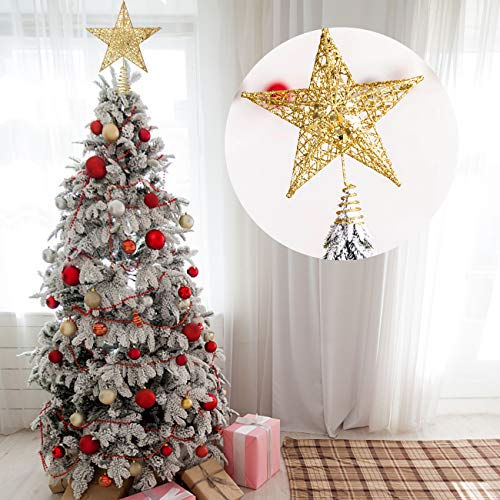 10” Christmas Tree Topper Star Christmas Tree Decoration Indoor Party Home Decoration (Gold)