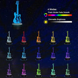 YuanDian Guitar Night Light, Electric Bass Guitar 3D LED Illusion Lamp, 16 Colors USB Powered & Battery Powered Touch Control with Remote, Creative Gifts for Teen Bass Player Music Lovers