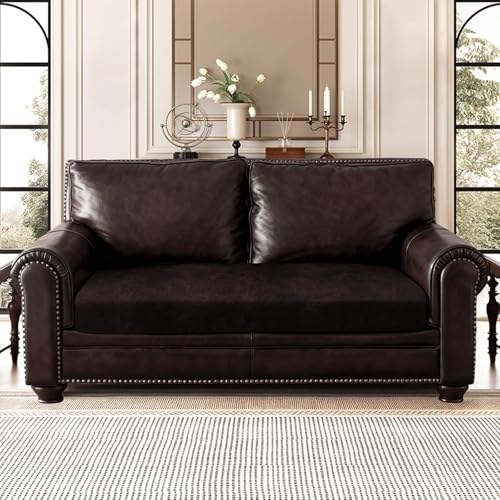 ANARACHON Leather Look Couch Cushion Covers Sofa Seat Slipcovers Sets Couches Furniture Protector for Sectional Armchair Loveseat Pets Kids Stretch Spandex Fabric (1 Cushion Loveseat, Chocolate)